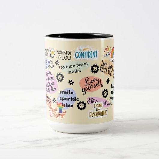 Positive Einstellung Zweifarbige Tasse (Mittel)