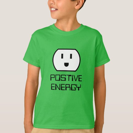 Positive Energie lustige grüne Steckdose Kind's T-Shirt (Vorderseite)