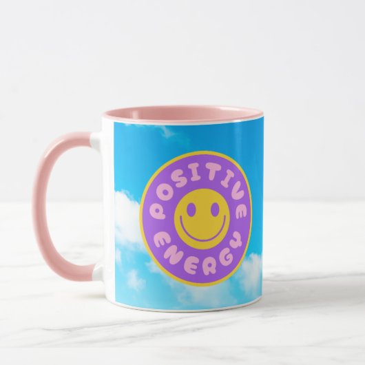 Positive Energie Tasse rosa Griff und Happy Face (Links)