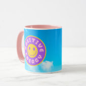 Positive Energie Tasse rosa Griff und Happy Face (Vorderseite Links)