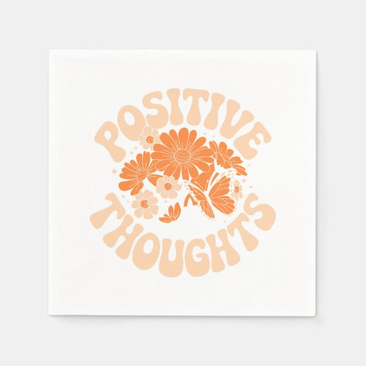 Positive Gedanken - Blume und Schmetterlinge Serviette (Vorderseite)