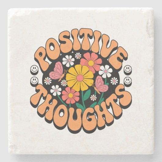 Positive Gedanken - Inspirationsblume (2) Steinuntersetzer (Vorderseite)