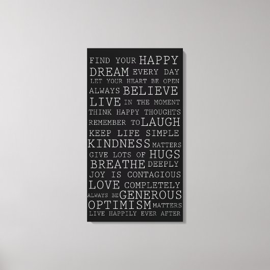 Positive Gedanken Inspirationswörter Leinwanddruck (Vorderseite)