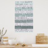 Positive Gedanken Inspirationswörter Poster (Küche)