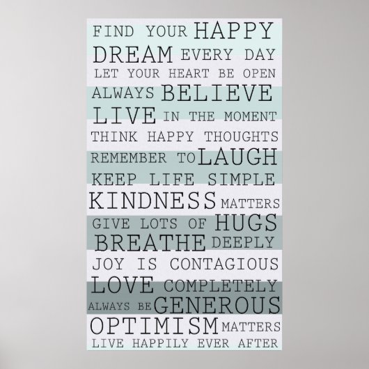 Positive Gedanken Inspirationswörter Poster (Vorne)