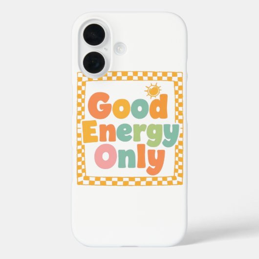 Positive "Good Energy Only" Checkered Frame Case-Mate iPhone Hülle (Rückseite)