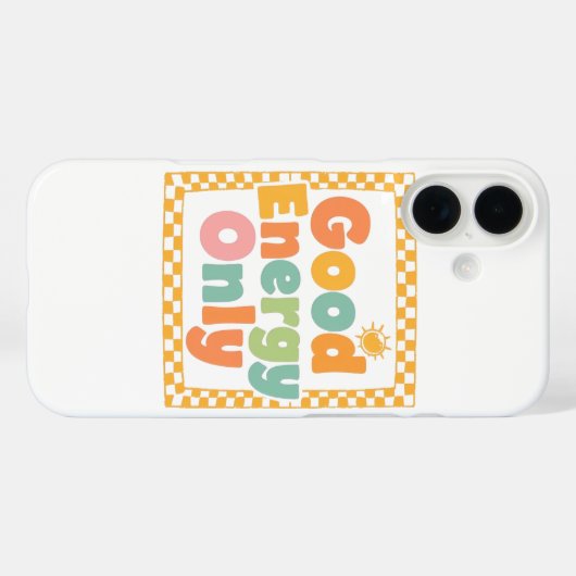 Positive "Good Energy Only" Checkered Frame Case-Mate iPhone Hülle (Rückseite (Horizontal))