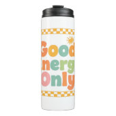 Positive "Good Energy Only" Checkered Frame Thermosbecher (Vorderseite)