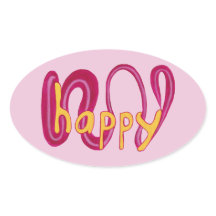 Positive Happy Word Stickers Gelb Rosa Magenta