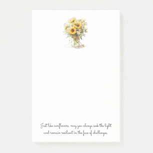 Positive Inspirationsblume in einer Vase nach dem  Post-it Klebezettel