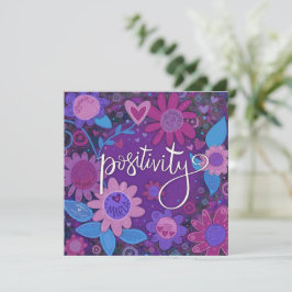 Positive Inspirierend Herzfloral Hübsch Lila Feiertagskarte
