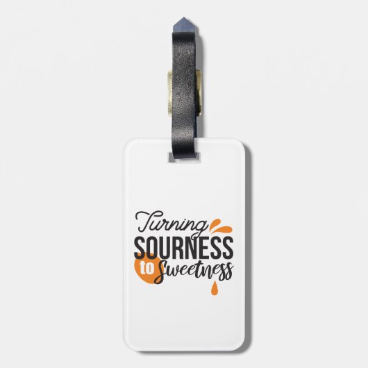 Positive Lebensnachricht - Sour auf Sweet verwande Gepäckanhänger (Rückseite vertikal)