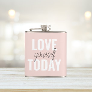 Positive Liebe dich selbst heute Pastell-Rosa Zit Flachmann