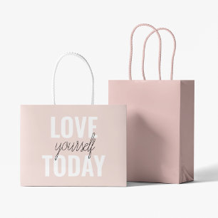 Positive Liebe dich selbst heute Pastell-Rosa Zit Große Geschenktüte