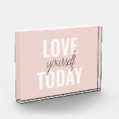 Positive Liebe Sie heute Pastel Pink Zitat Fotoblock (Links)