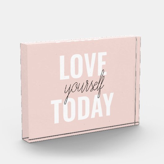 Positive Liebe Sie heute Pastel Pink Zitat Fotoblock (Links)