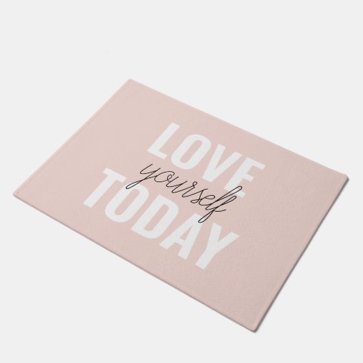 Positive Liebe Sie heute Pastel Pink Zitat Fußmatte (Schrägansicht)