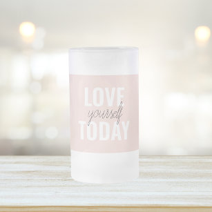 Positive Liebe Sie heute Pastel Pink Zitat Mattglas Bierglas