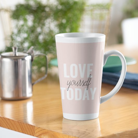 Positive Liebe Sie heute Pastel Pink Zitat Milchtasse