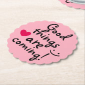 Positive Meldung Niedlich rosa Farbe Untersetzer (angewinkelt)