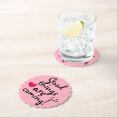 Positive Meldung Niedlich rosa Farbe Untersetzer (Vor Ort)