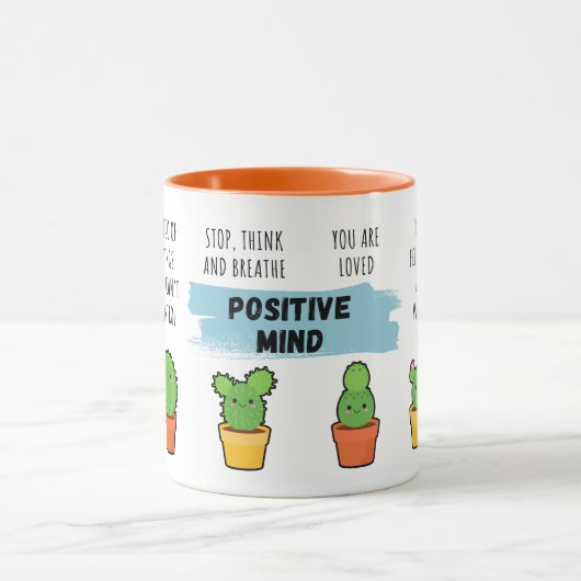 Positive Mind Niedlich Cactus Pflanze Keramik Tass Tasse (Zentrum)