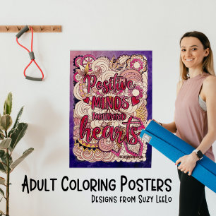 Positive Minds motivierte Herz-Erwachsenenfärbung Poster