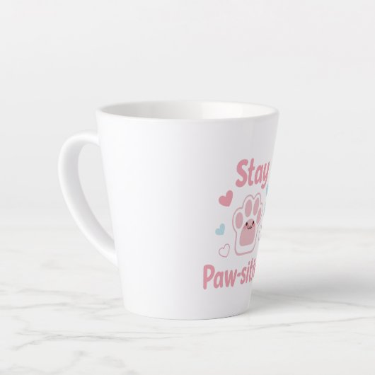 Positive Paw Print with Hearts Milchtasse (Linke Ecke)
