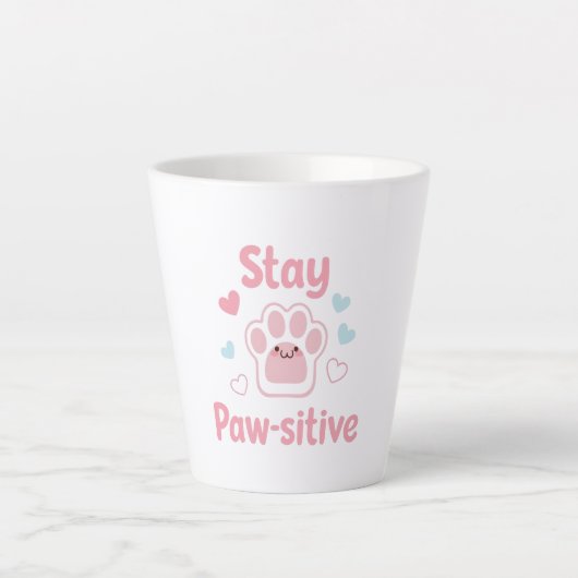 Positive Paw Print with Hearts Milchtasse (Vorderseite)