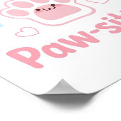 Positive Paw Print with Hearts Poster (Ecke)