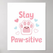 Positive Paw Print with Hearts Poster (Vorne)