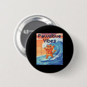 Positive Pfoten Katzen Surfen - Pixel Art Welle  Button (Vorne & Hinten)