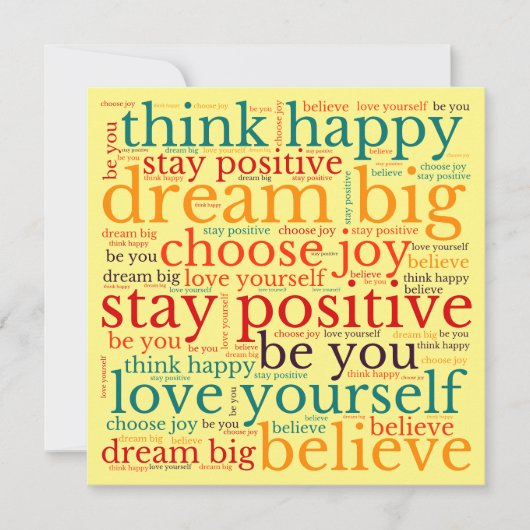 Positive Phrase WordArt-Muster Multicolor Gelb (Vorderseite)