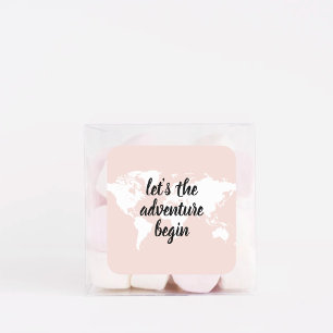 Positive Pink Lass uns die Abenteuer beginnen Welt Quadratischer Aufkleber