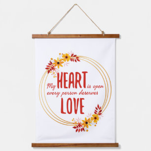positive Redewendungen für die Liebe und den Erfol Wandteppich Mit Holzrahmen