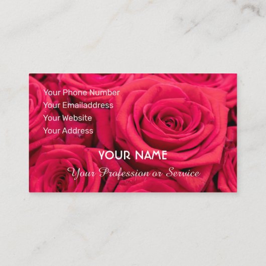 Positive rote Rosen für berufliche Gärtner Visitenkarte (Rückseite)