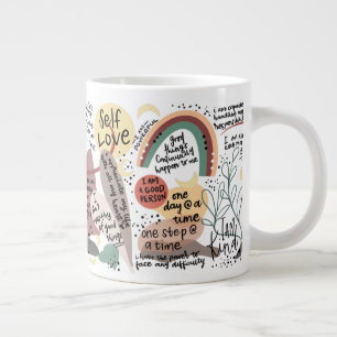 Positive Selbstliebe-Bestätigungen Grafiken Jumbo-Tasse