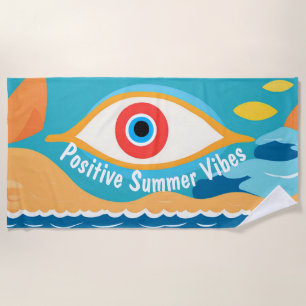 Positive Sommer Vibes Evil Eye Modern Beach Handtu Strandtuch
