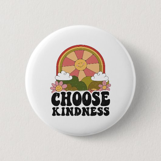 Positive Sun Peace Hippie Wählen Sie Kindness Eart Button (Vorderseite)