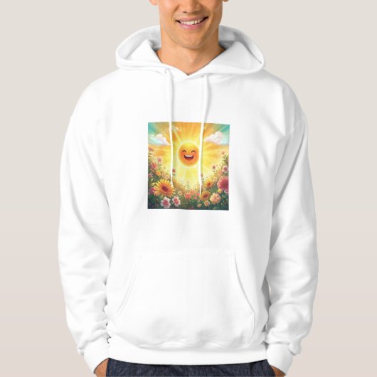 Positive Sunshine Art – Bright Happy Sun and Flowe Hoodie (Vorderseite)
