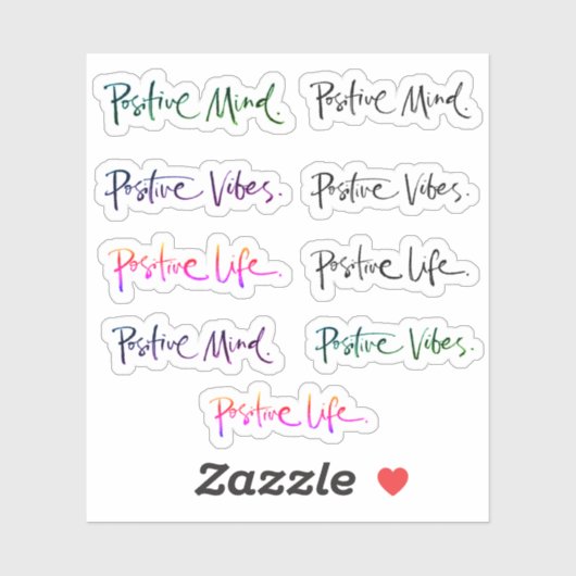 Positive und positive Vibes positive Lebensquote Aufkleber (Blatt)