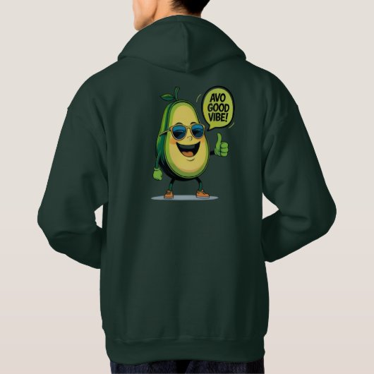 Positive Vibe Avocado Kawaii Fruit Pun Hoodie (Rückseite)