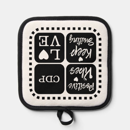 Positive Vibes behielt Lächeln fügen Initialen sch Topflappen (Vorderseite)