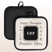 Positive Vibes behielt Lächeln hinzufügen Initiale Topflappen