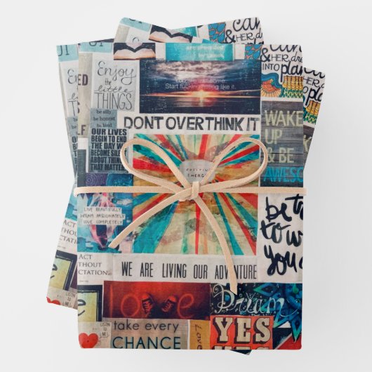 Positive Vibes Collage Wrapping Paper Geschenkpapier Set (Beispiel)
