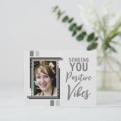 Positive Vibes Ermutigung hinzufügen Foto grau Postkarte (Stehend Vorderseite)