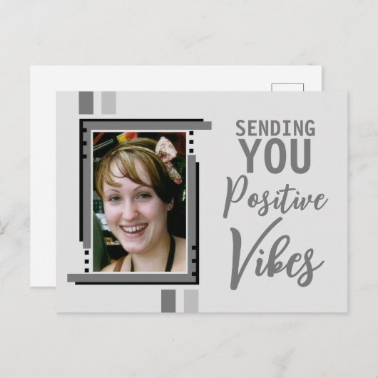 Positive Vibes Ermutigung hinzufügen Foto grau Postkarte (Vorne/Hinten)