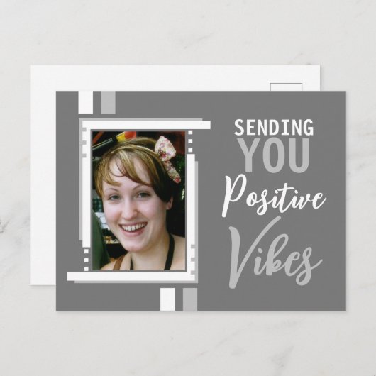 Positive Vibes Ermutigung hinzufügen Foto grau wei Postkarte (Vorne/Hinten)