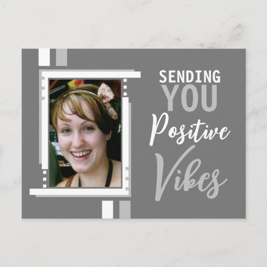 Positive Vibes Ermutigung hinzufügen Foto grau wei Postkarte (Vorderseite)
