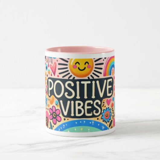 Positive Vibes, farbenfrohe Tasse (Zentrum)